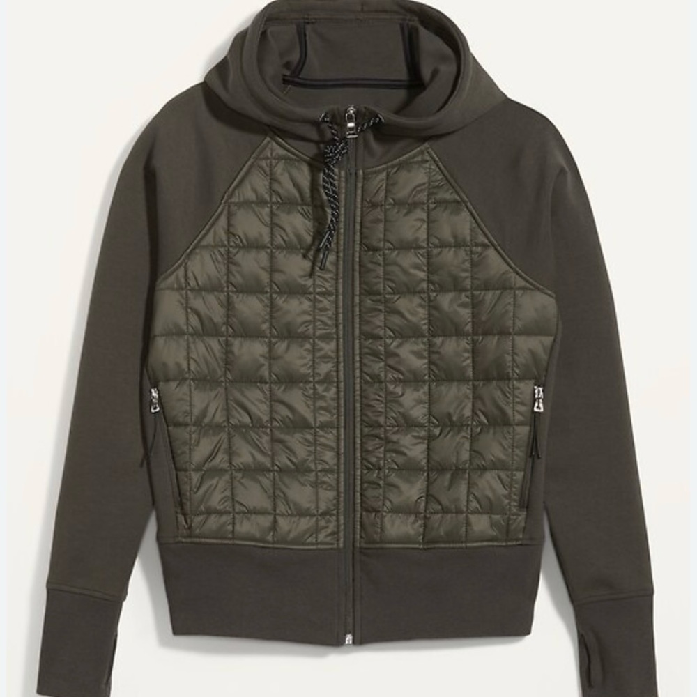 OLD NAVY ACTIVE Dynamic Fleece Quilted Hybrid Zip Hooded Jacket Medium